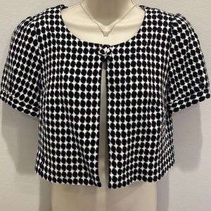 Ann Taylor LOFT SZ 2 Crop Boxy Blazer Bolero Houndstooth